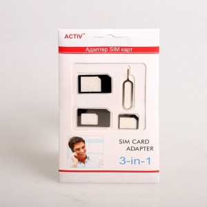 SIM адаптер Activ 3 в 1 (nano/micro/mini) (black)